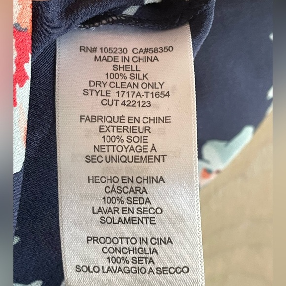 JOIE Silk Tank Top XS Navy Pink Floral Blouse Women’s - Picture 6 of 10